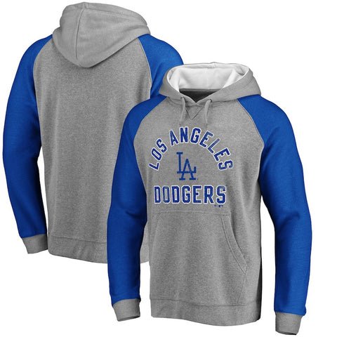Los Angeles Dodgers Comfort Colorblock Vintage Raglan Hoodie - Gray