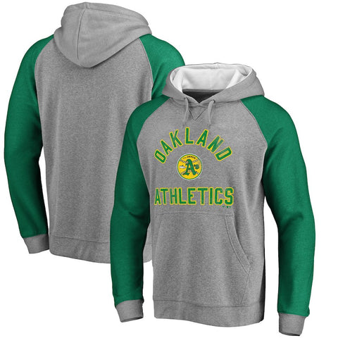 Oakland Athletics Comfort Colorblock Vintage Raglan Hoodie - Gray