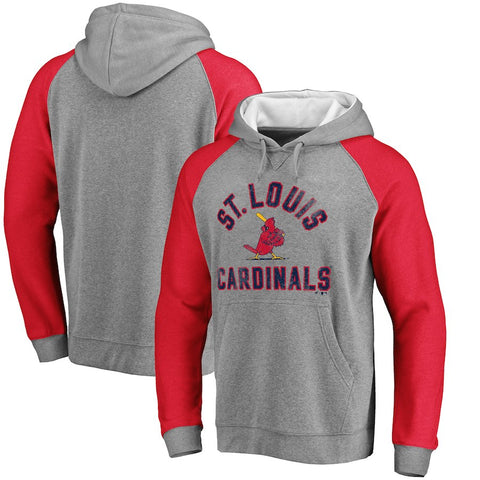 St. Louis Cardinals Comfort Colorblock Vintage Raglan Hoodie - Gray