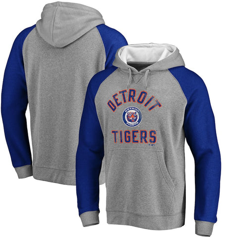 Detroit Tigers Comfort Colorblock Vintage Raglan Hoodie - Gray