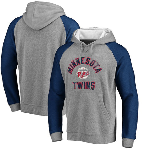 Minnesota Twins Comfort Colorblock Vintage Raglan Hoodie - Gray