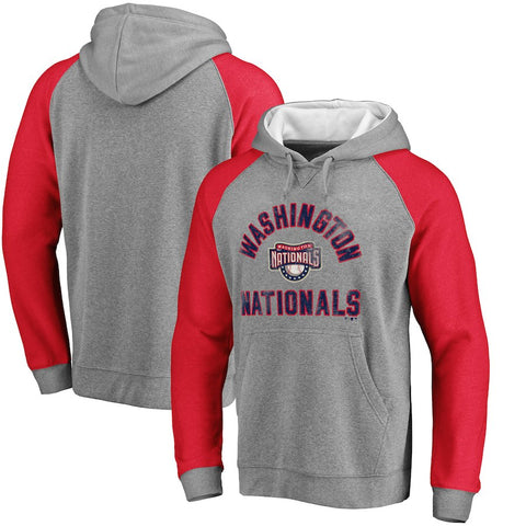 Washington Nationals Comfort Colorblock Vintage Raglan Hoodie - Gray