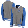 Kansas City Royals Timeless Throwback Varsity Jacket - Heathered Gray/Royal