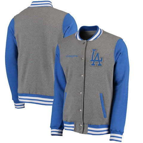 Los Angeles Dodgers Timeless Throwback Varsity Jacket - Heathered Gray/Royal