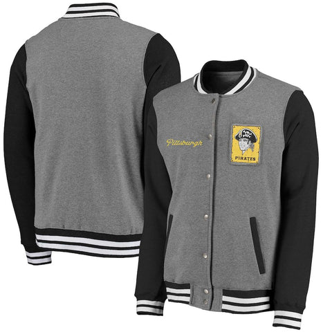 Pittsburgh Pirates Timeless Throwback Varsity Jacket - Heathered Gray/Black