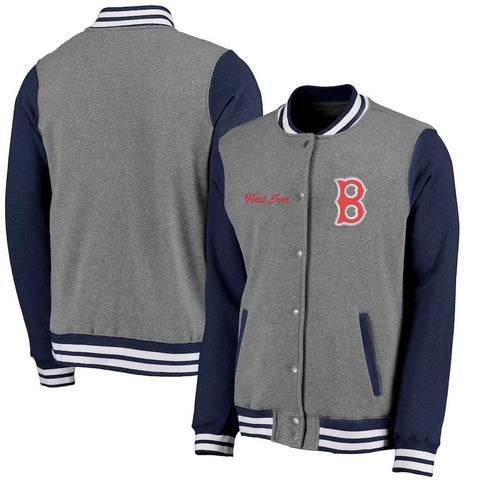 Boston Red Sox Timeless Throwback Varsity Jacket - Heathered Gray/Navy