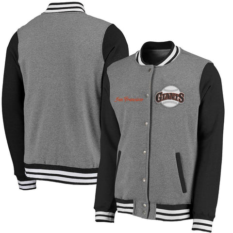 San Francisco Giants Timeless Throwback Varsity Jacket - Heathered Gray/Black