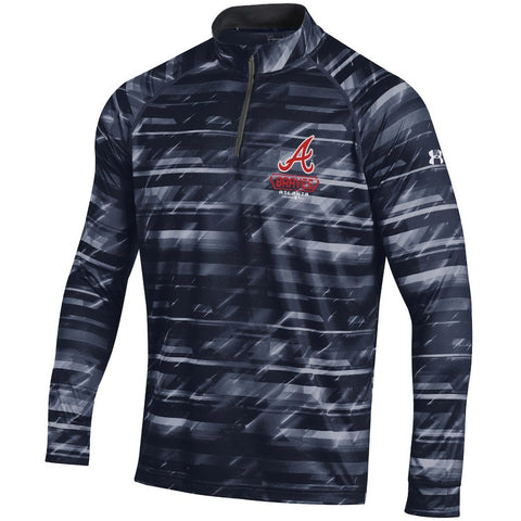 Atlanta Braves Under Armour Tech Novelty Quarter-Zip Performance Pullover - Navy
