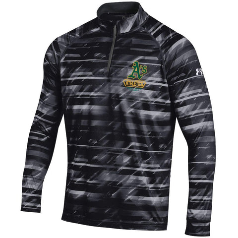 Oakland Athletics Under Armour Tech Novelty Quarter-Zip Performance Pullover - Black