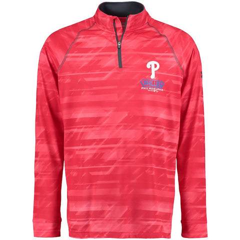 Philadelphia Phillies Under Armour Tech Novelty Quarter-Zip Performance Pullover - Red