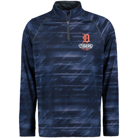 Detroit Tigers Under Armour Tech Novelty Quarter-Zip Performance Pullover - Navy