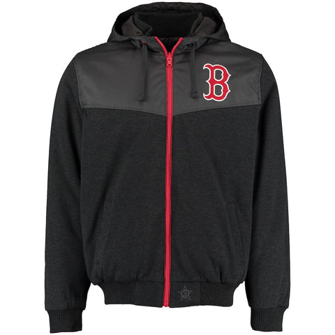 Boston Red Sox JH Design Reversible Colorblocked Fleece Hooded Jacket - Charcoal