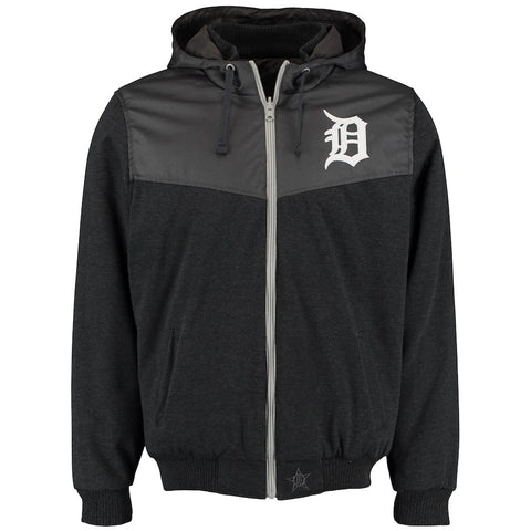 Detroit Tigers JH Design Reversible Colorblocked Fleece Hooded Jacket - Charcoal