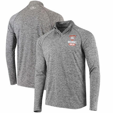 Miami Marlins Under Armour Tech Quarter-Zip Performance Pullover - Charcoal