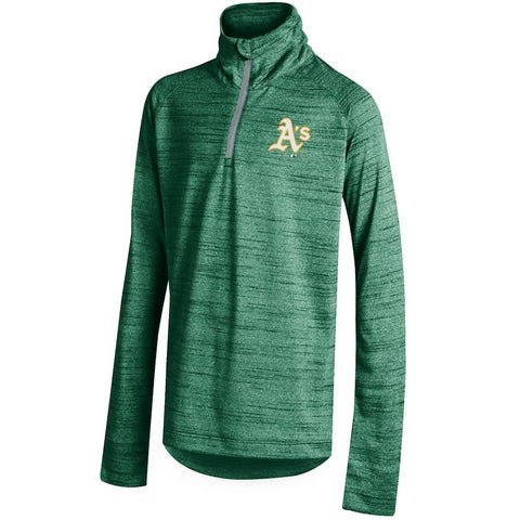 Oakland Athletics Under Armour Youth Girls Space Tech Quarter-Zip Performance Jacket - Green