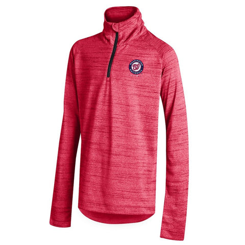 Washington Nationals Under Armour Youth Girls Space Tech Quarter-Zip Performance Jacket - Red