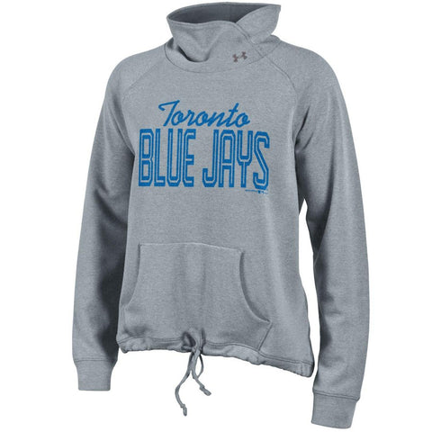 Toronto Blue Jays Under Armour Women's Studio Cowl Neck Pullover Sweatshirt - Gray