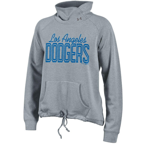 Los Angeles Dodgers Under Armour Women's Studio Cowl Neck Pullover Sweatshirt - Gray
