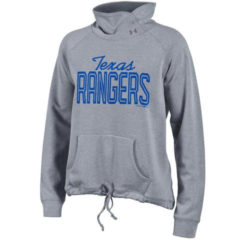 Texas Rangers Under Armour Women's Studio Cowl Neck Pullover Sweatshirt - Gray