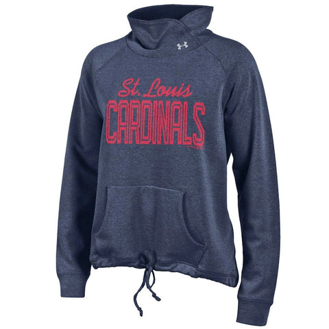 St. Louis Cardinals Under Armour Women's Studio Cowl Neck Pullover Sweatshirt - Navy
