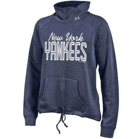 New York Yankees Under Armour Women's Studio Cowl Neck Pullover Sweatshirt - Navy
