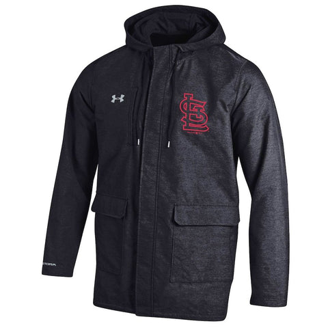St. Louis Cardinals Under Armour Twill Full-Zip Performance Rain Jacket - Black