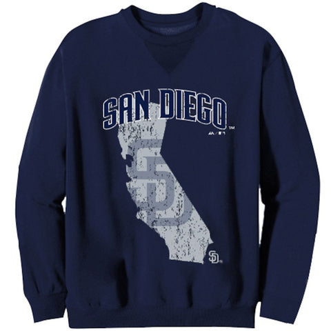 San Diego Padres Majestic Threads State Outline Pullover Sweatshirt - Navy