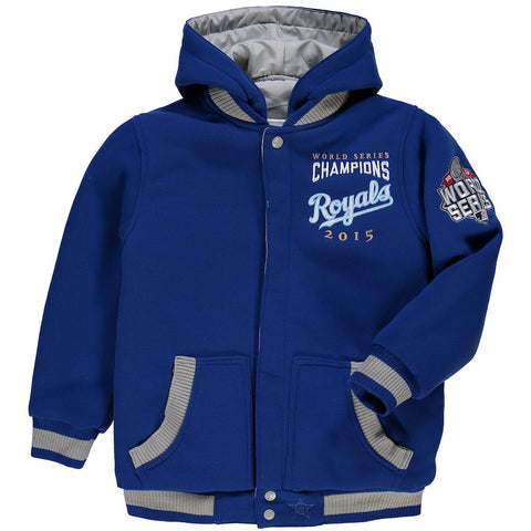 Kansas City Royals Youth JH Design 2015 World Series Champions Fleece Jacket - Royal/Gray