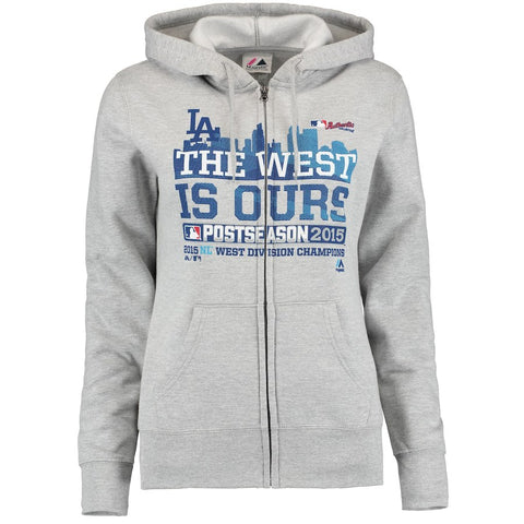 Los Angeles Dodgers Majestic Women's Division Championship Is Ours Full-Zip Hoodie - Gray