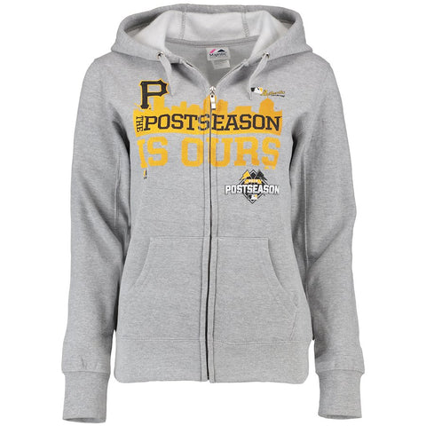 Pittsburgh Pirates Majestic Women's Division Championship Is Ours Full-Zip Hoodie - Gray
