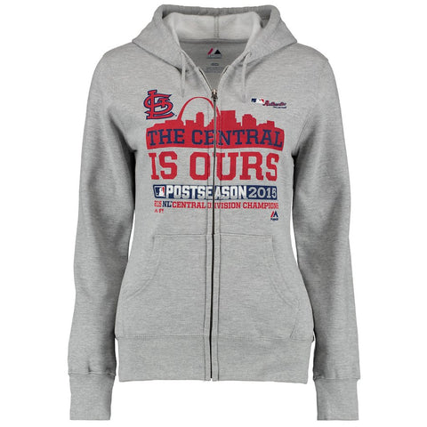 St. Louis Cardinals Majestic Women's Division Championship Is Ours Full-Zip Hoodie - Gray