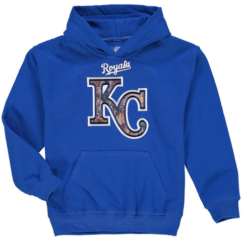 Kansas City Royals Stitches Youth Realtree Camo Pullover Hoodie - Royal