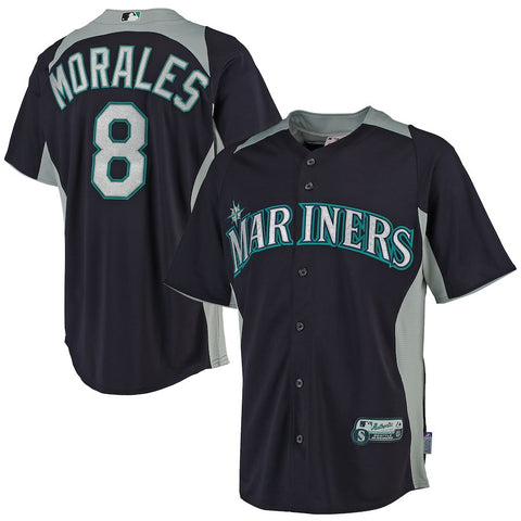 Kendrys Morales Seattle Mariners Majestic Mesh Batting Practice Button-Up Cool Base Jerseys - Navy