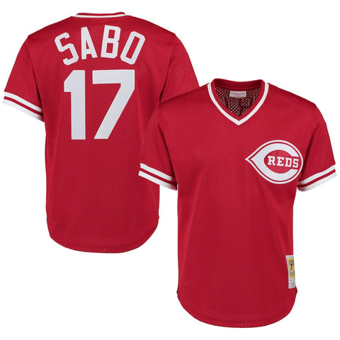 Chris Sabo Cincinnati Reds Mitchell & Ness Cooperstown Mesh Batting Practice Jersey - Red