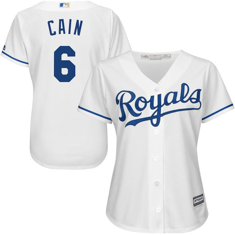 Lorenzo Cain Kansas City Royals Majestic Women's Cool Base Player Jersey - White