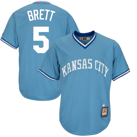 George Brett Kansas City Royals Majestic Big & Tall Cooperstown Cool Base Player Jersey - Light Blue