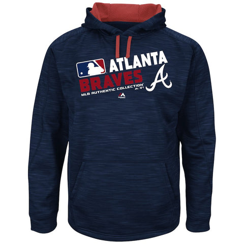 Atlanta Braves Majestic Big & Tall On-Field Team Choice Streak Therma Base Fleece Hoodie - Navy