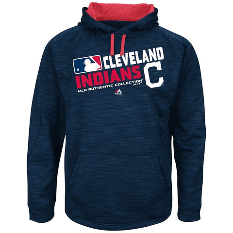 Cleveland Indians Majestic Big & Tall On-Field Team Choice Streak Therma Base Fleece Hoodie - Navy