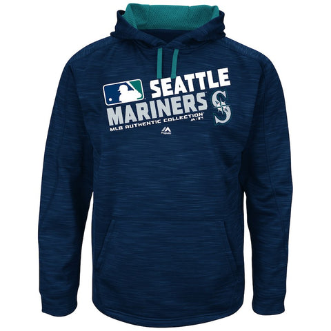 Seattle Mariners Majestic Big & Tall On-Field Team Choice Streak Therma Base Fleece Hoodie - Navy