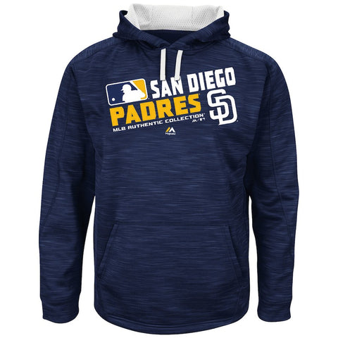 San Diego Padres Majestic Big & Tall On-Field Team Choice Streak Therma Base Fleece Hoodie - Navy