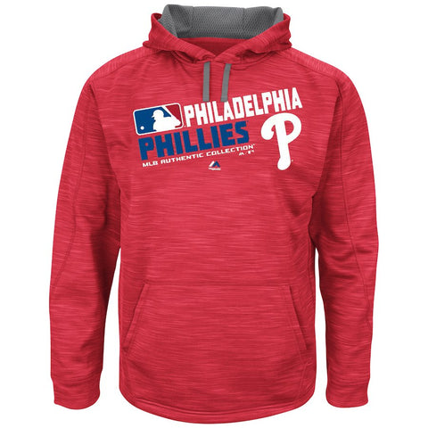 Philadelphia Phillies Majestic Big & Tall On-Field Team Choice Streak Therma Base Fleece Hoodie - Red