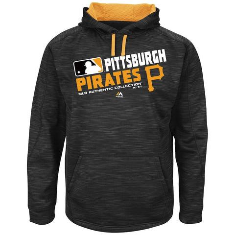 Pittsburgh Pirates Majestic Big & Tall On-Field Team Choice Streak Therma Base Fleece Hoodie - Black