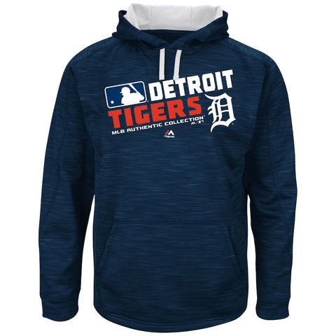 Detroit Tigers Majestic Big & Tall On-Field Team Choice Streak Therma Base Fleece Hoodie - Navy