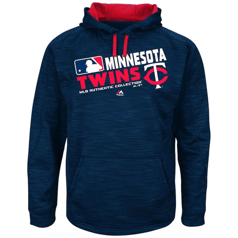 Minnesota Twins Majestic Big & Tall On-Field Team Choice Streak Therma Base Fleece Hoodie - Navy