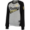 Pittsburgh Pirates Soft as a Grape Women's Biowashed Dugout Fleece Crew Neck Sweatshirt - Gray/Black