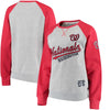 Washington Nationals Soft as a Grape Women's Biowashed Dugout Fleece Crew Neck Sweatshirt - Gray/Red