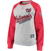 Washington Nationals Soft as a Grape Women's Biowashed Dugout Fleece Crew Neck Sweatshirt - Gray/Red
