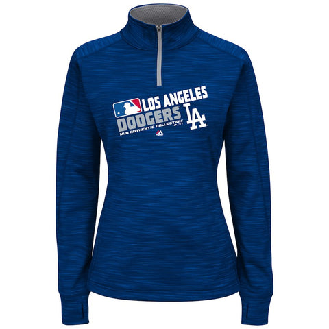 Los Angeles Dodgers Majestic Women's Plus Size Authentic Collection Team Choice Quarter-Zip Sweatshirt - Royal