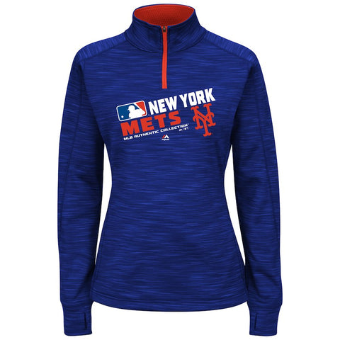 New York Mets Majestic Women's Plus Size Authentic Collection Team Choice Quarter-Zip Sweatshirt - Royal