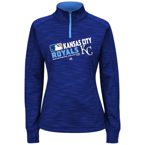 Kansas City Royals Majestic Women's Plus Size Authentic Collection Team Choice Quarter-Zip Sweatshirt - Royal